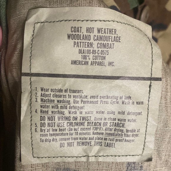 US military hot weather coat woodland Camouflage Men's Jacket size XS regular - Picture 6 of 6